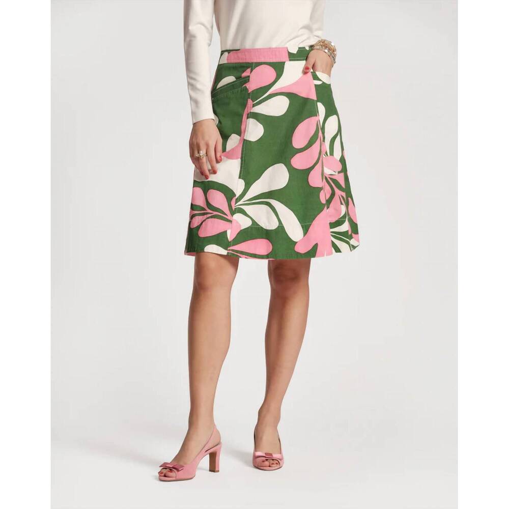 NEW FRANCES VALENTINE marta midi skirt in mid century palm cotton